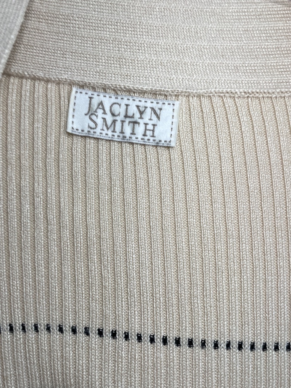NWT - Jaclyn Smith Long Beige Striped Open Cardigan - Picture 2 of 6